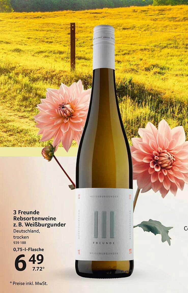 3 Freunde Rebstenweine z. B. Weißburgunder