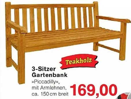 3-Sitzer Gartenbank »Piccadilly« mit Armlehnen, ca. 150 cm breit