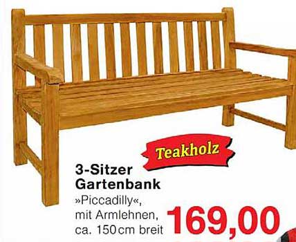 3-Sitzer Gartenbank »Piccadilly«, mit Armlehnen, ca. 150cm breit