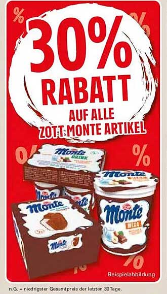 30% RABATT AUF ALLE ZOTT-MONTE ARTIKEL