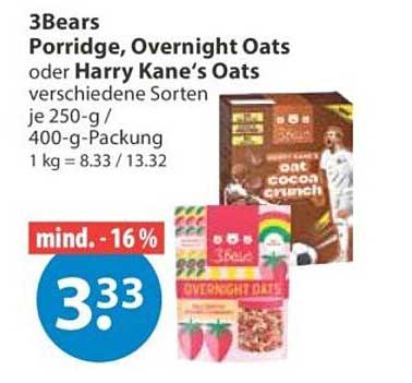 3Bears Porridge, Overnight Oats oder Harry Kane´s Oats