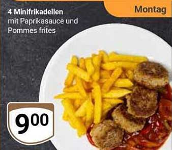 4 Minifrikadellen mit Paprikasauce und Pommes frites