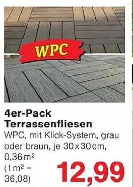4er-Pack Terrassenfliesen