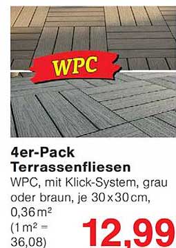 4er-Pack Terrassenfliesen