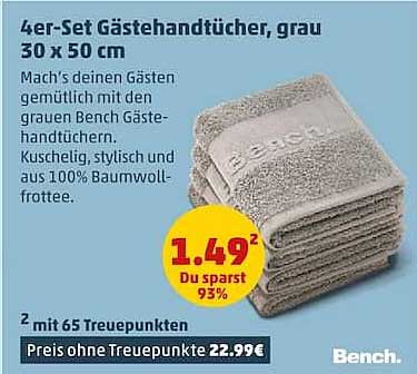 4er-Set Gästehandtücher, grau 30 x 50 cm