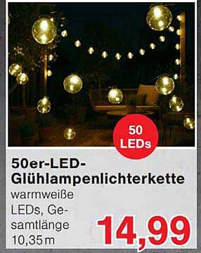 50er-LED-Glühlampenlichterkette