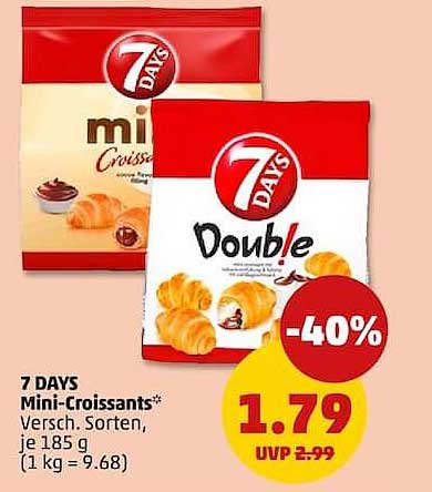 7 DAYS Mini-Croissants* Versch. Sorten, je 185 g (1 kg = 9.68)