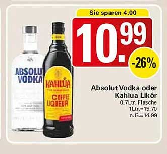 Absolut Vodka oder Kahlua Likör