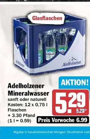 Adelholzener Mineralwasser sanft oder naturell