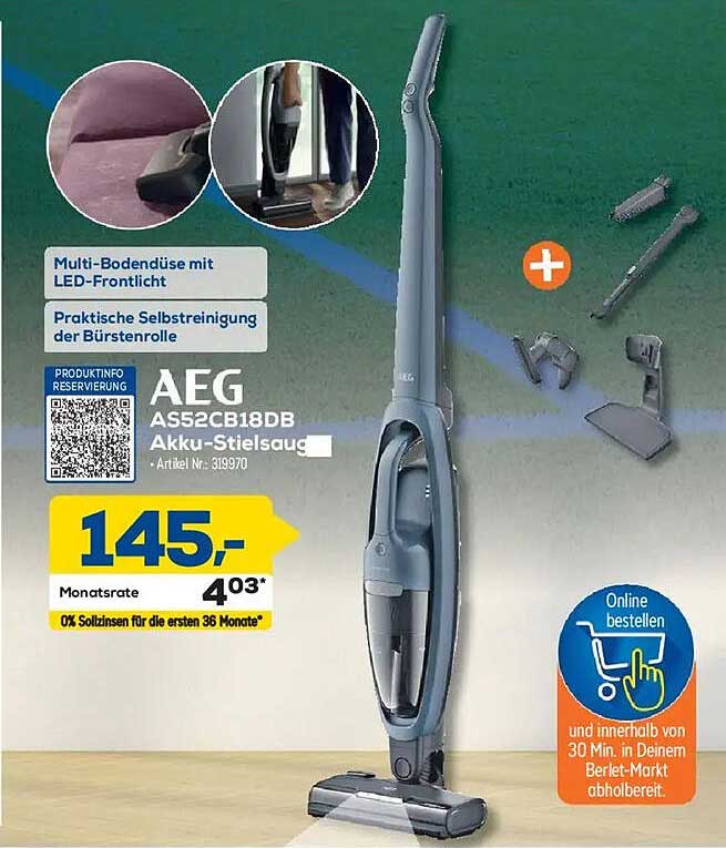 AEG AS52CB18DB Akku-Stielsauger