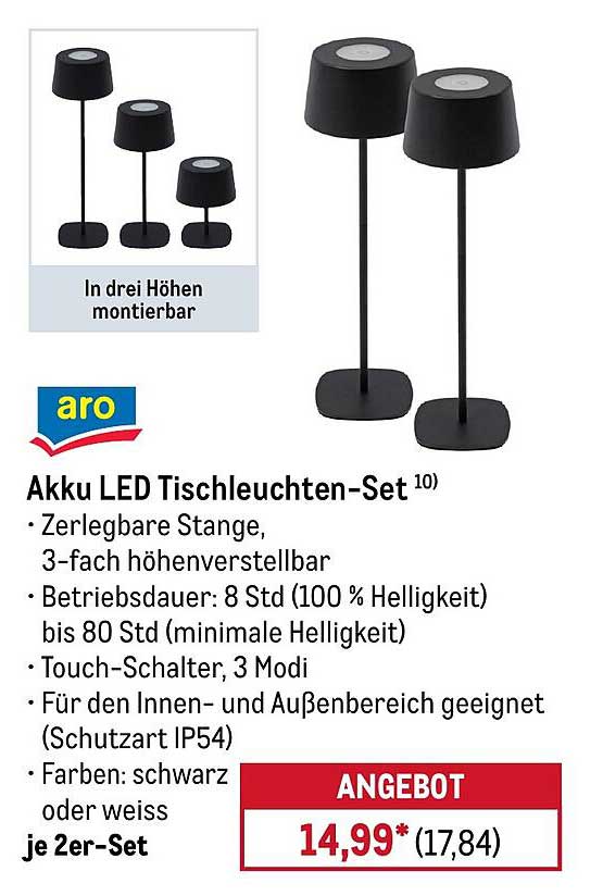 Akku LED Tischleuchten-Set