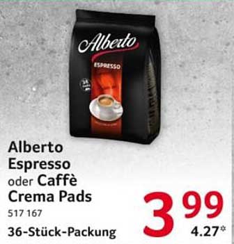 Alberto Espresso oder Caffè Crema Pads