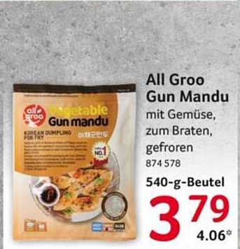 All Groo Gun Mandu mit Gemüse, zum Braten, gefroren 874578 540-g-Beutel
