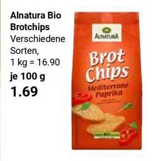 Alnatura Bio Brotchips Verschiedene Sorten, 1 kg = 16.90 je 100 g