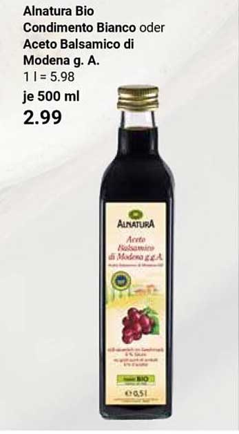 Alnatura Bio Condimento Bianco oder Aceto Balsamico di Modena g. A.
