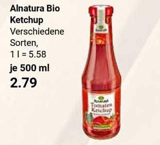 Alnatura Bio Ketchup Verschiedene Sorten, 1 l = 5.58, je 500 ml