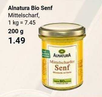 Alnatura Bio Senf Mittelscharf, 1 kg = 7.45 200 g