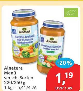 Alnatura Menü versch. Sorten 220/250 g