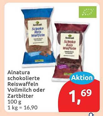 Alnatura schokolierte Reiswaffeln Vollmilch oder Zartbitter 100 g