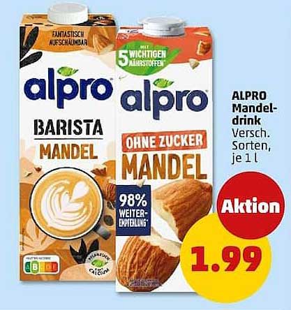 ALPRO Mandel-drink Versch. Sorten, je 1 l