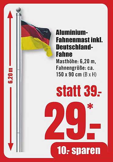 Aluminium-Fahnenmast inkl. Deutschland-Fahne