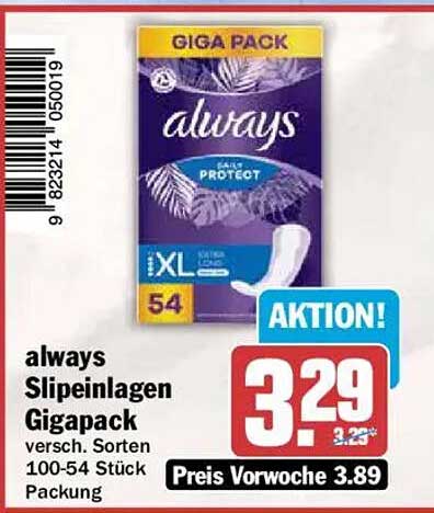 always Slipeinlagen Gigapack versch. Sorten 100-54 Stück Packung