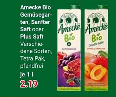 Amecke Bio Gemüsegarten, Sanfter Saft oder Plus Saft Verschiedene Sorten, Tetra Pak, pfandfrei je 1 l