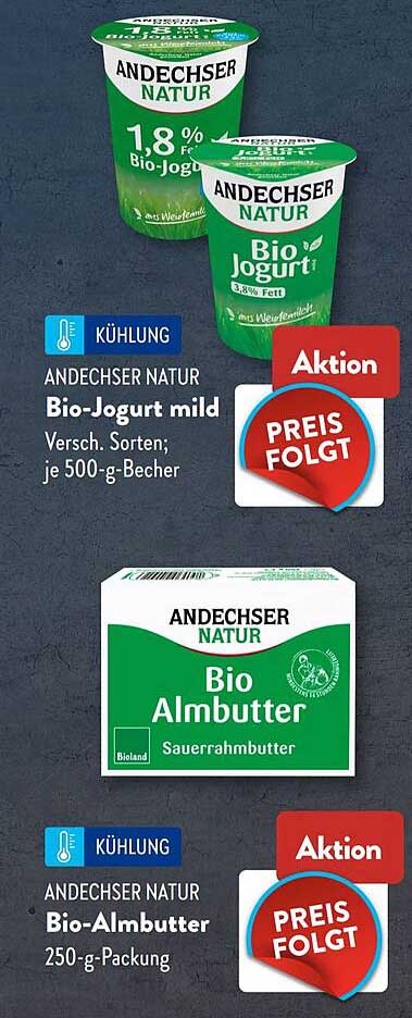 ANDECHSER NATUR Bio-Jogurt mild Versch. Sorten; je 500-g-Becher