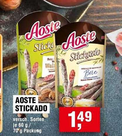 AOSTE STICKADO versch. Sorten je 60 g / 70 g Packung