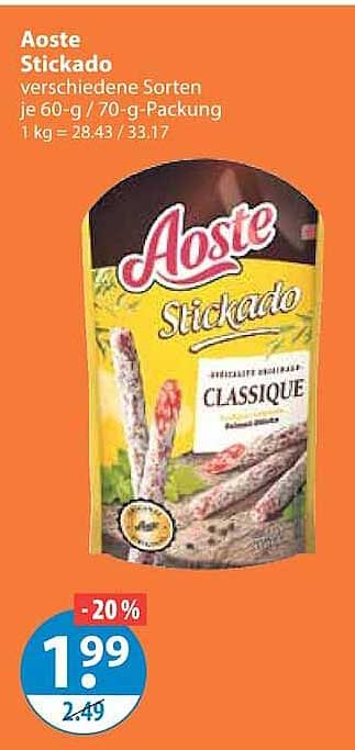 Aoste Stickado verschiedene Sorten je 60-g / 70-g-Packung