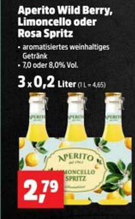 Aperito Wild Berry, Limoncello oder Rosa Spritz