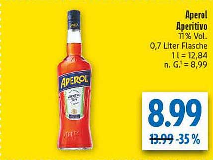 Aperol Aperitivo 11% Vol. 0,7 Liter Flasche