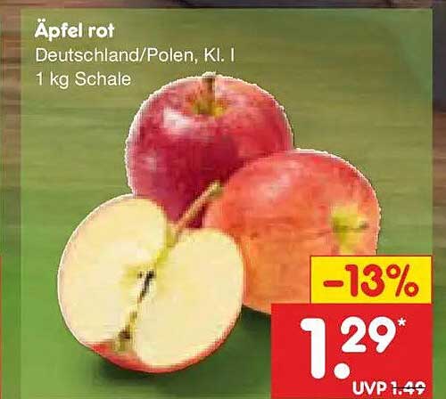 Äpfel rot Deutschland/Polen, Kl. I 1 kg Schale