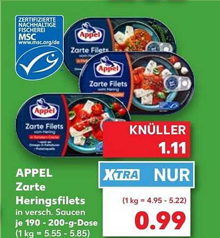 APPEL Zarte Heringsfilets in versch. Saucen je 190 - 200-g-Dose