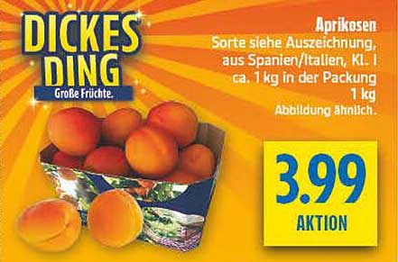 Aprikosen Sorte siehe Auszeichnung, aus Spanien/Italien, Kl. I ca. 1 kg in der Packung 1 kg Abbildung ähnlich.