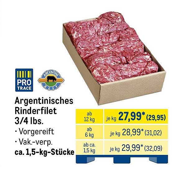 Argentinisches Rinderfilet 3/4 lbs.