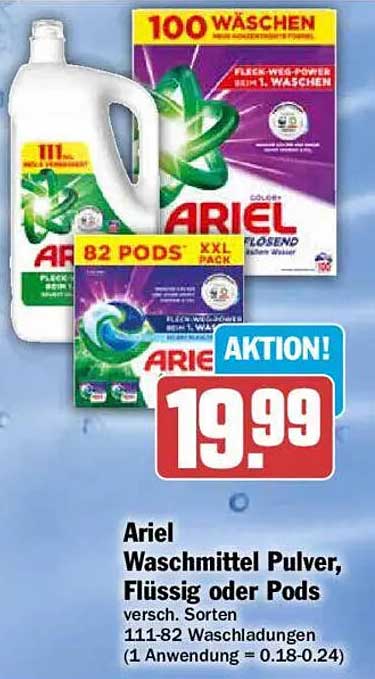 Ariel Waschmittel Pulver, Flüssig oder Pods