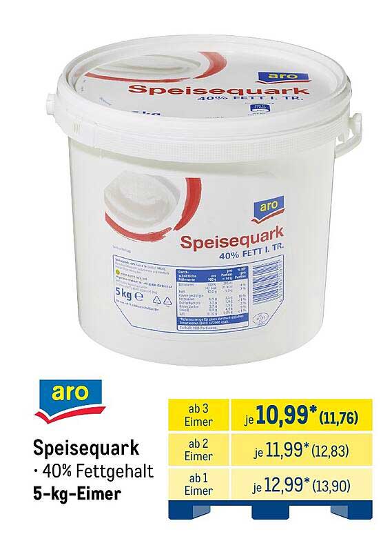 aro Speisequark 40% Fettgehalt 5-kg-Eimer