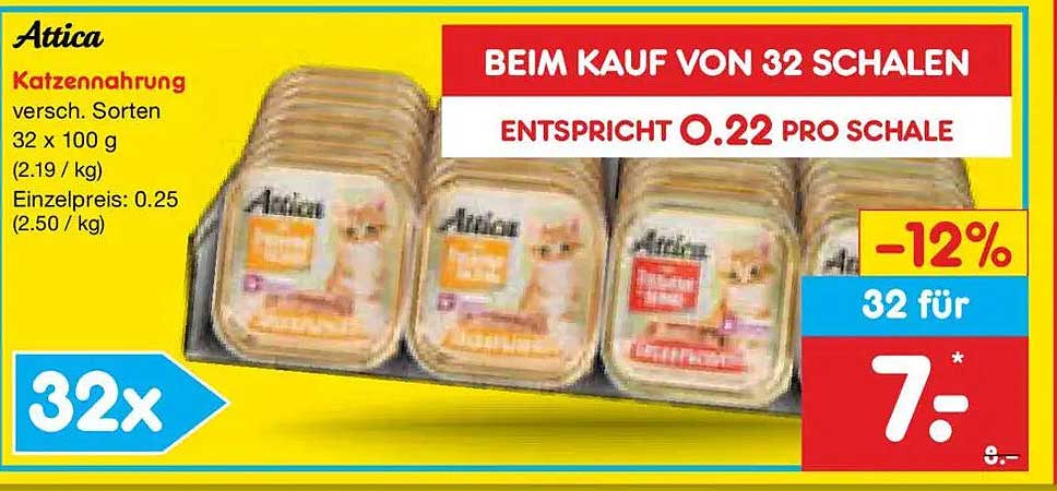 Attica Katzennahrung versch. Sorten 32 x 100 g