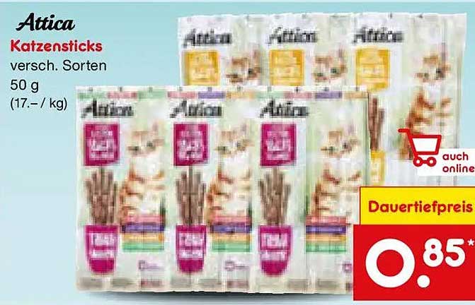 Attica Katzensnicks versch. Sorten 50 g (17.- / kg)