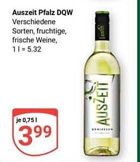 Auszeit Pfalz DQW Verschiedene Sorten, fruchtige, frische Weine, 1 l = 5.32