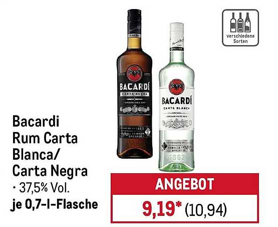 Bacardi Rum Carta Blanca/Carta Negra