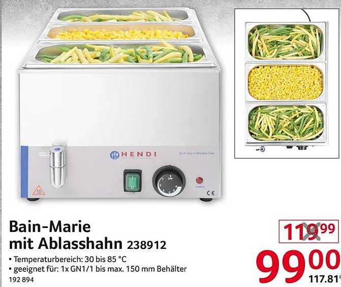 Bain-Marie mit Ablasshahn 238912