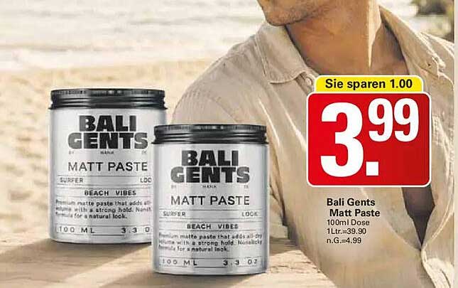 Bali Gents Matt Paste 100ml Dose