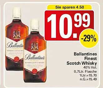 Ballantines Finest Scotch Whisky 40% Vol. 0,7 ltr. Flasche