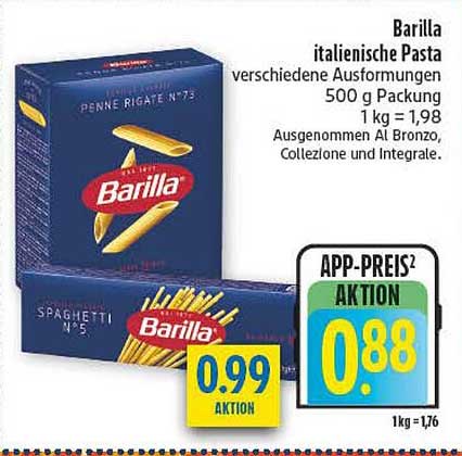 Barilla italienische Pasta verschiedene Ausformungen 500 g Packung