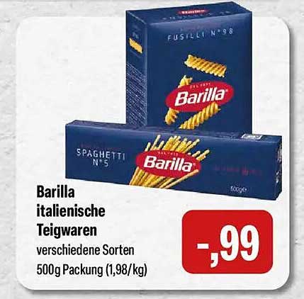 Barilla italienische Teigwaren verschiedene Sorten 500g Packung (1,98/kg)