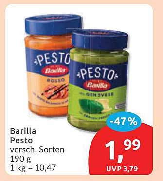 Barilla Pesto versch. Sorten 190 g 1 kg = 10,47