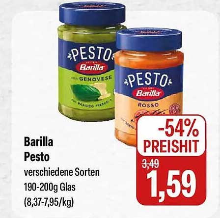 Barilla Pesto verschiedene Sorten 190-200g Glas (8,37-7,95/kg)