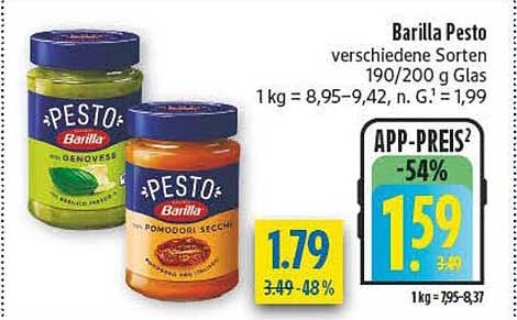 Barilla Pesto verschiedene Sorten 190/200 g Glas